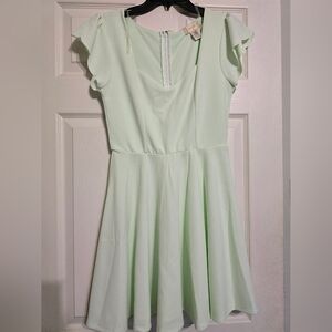 Altar'd State Light Mint Scalloped Sleeve Dress